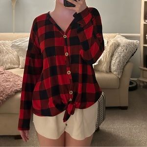 Black and red checkered flannel style top